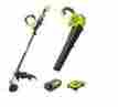 Ry40220-4x 40-volt Ryobi Lithium-ion Cordless String Trimmer Jet Fan Blower Combo Kit 046396016348