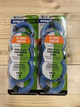 1438129 Kobalt 5 Pre Cut Trimmer Line Refills Sz. 0.095 Inch 2.4 Mm 2 Packs #1438129