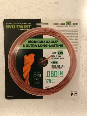 Rino-tuff 015221176793 Evo-twist .080 Inch Biodegradable Universal Fit Trimmer Line 175 Ft New