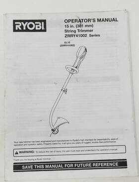 Zrry41002 Ryobi Operators Manual String Trimmer