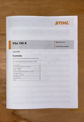 Fsa135r Stihl Fsa 135 R Battery Trimmer Part Illustrated Diagram List Manual
