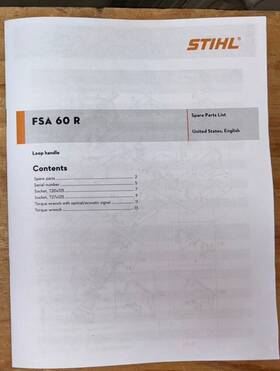 Fsa60 Stihl Fsa 60 R 60r Battery Trimmer Parts Illustrated Diagram List Manual