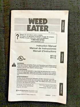 Rt110 Weed Eater Rt112 Instruction Manual For Models And