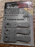 Sufix Ti-steelon 1 & 2 700 073 Replacement Blades One Pkg. Of Three. Fixed Price $9.99.