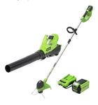 Greenworks 40V Lawn Care Combo Kit, Trimmer & Blower, 2.0 Ah Battery Charger. Fixed Price $199.99.