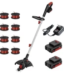 Mzk 20V 12" Cordless Grass Trimmer & Edger W/ Batteries + 8 Spools. Fixed Price $72.97.