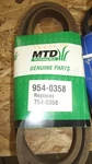 Oem Mtd Troy-bilt Cub Cadet 954-0358 Belt 754-0358 T174. Fixed Price $19.99.