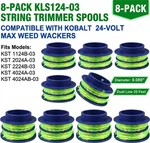 8 Pack Kls 124-03 Spool For Kobalt 24V Max String Trimmer Kst 1124B-03 2024A-03. Fixed Price $29.95.