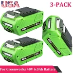 3-PACK 6.0AH For Greenworks G-max 40V Battery 29462 29472 20262 21332 26272 New. Fixed Price $117.99.