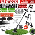 Electric Cordless Grass String Trimmer Lawn Edger Weed Wacker Cutter + 2 Battery. Fixed Price $54.99.