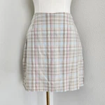Vintage Y2K Pastel Plaid High Rise Mini Skort Skirt Cherokee Blue Tan Pink Xl. Fixed Price $30.00.