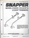 Snapper Power Equipment Trimmer Model P212CST 213CST #06615 Parts Manual. Fixed Price $14.95.
