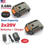 2X 2.0AH 20V Max Lithium Battery For Worx WA3520 WA3525 WA3512 + WA3732 Charger. Fixed Price $26.99.