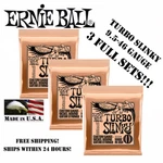** 3-PACK Ernie Ball Turbo Slinky 2224 Nickel Electric Guitar Strings 9.5-46. Fixed Price $17.98.