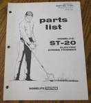 Homelite ST20 Electric String Trimmer Parts List Catalog Manual Book 17509. Fixed Price $6.00.