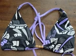 Nwot O'neill Large Black Purple Tropical Belted Bikini Swim Top 126753. Fixed Price $26.73.