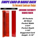 Pocket, Locking Security Swipe Id Card Badge Rack, Model CUSTOM50. Red. Fixed Price $297.77.