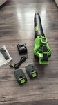 Greenworks Cordless Handheld Leaf Blower W/ 2 Batteries & Charger Green/black. Fixed Price $78.30.
