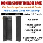 Pocket, Locking Security Id Badge Card Rack, Model CUSTOM-30, Black. Fixed Price $227.77.