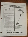 Used Mcculloch Mac 284S String Trimmer Parts List May 1995. Fixed Price $8.65.