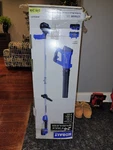 Kobalt 24V Max Brushless Cordless Blower & Trimmer Battery Charger Kit 0856457. Fixed Price $150.00.