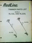 Vintage Original Redline Trimmer RL125L / RL225L Parts List #RL39608. Fixed Price $10.95.