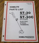 Homelite ST30C Electric String Trimmer Parts List Catalog Manual Book 18022. Fixed Price $6.00.
