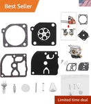 Enhanced Carburetor Diaphragm Repair Kit Compatible With Husqvarna Zama RB-45. Fixed Price $16.13.